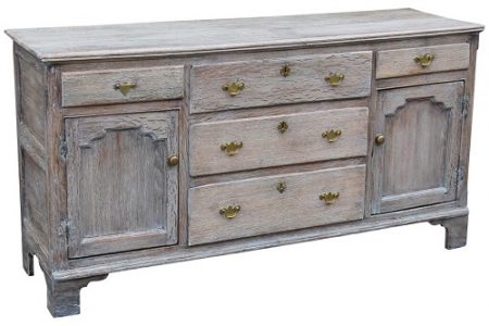 18th Century Georgian Limed Oak Dresser With Planked Top Moulded